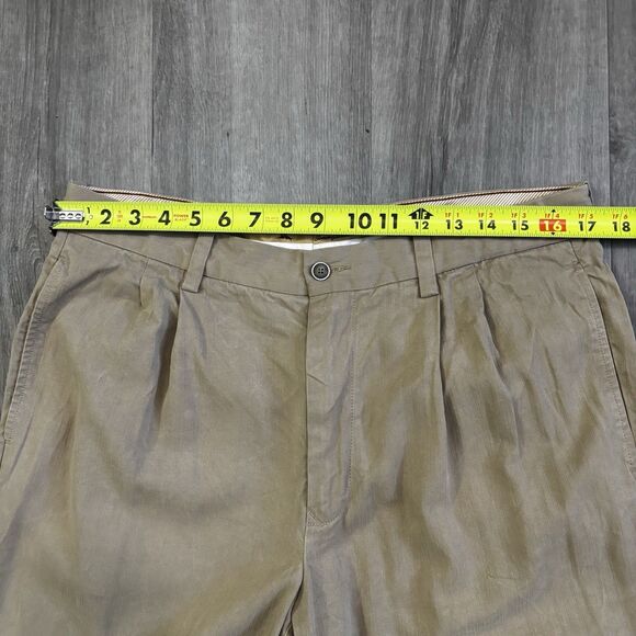 Tommy Bahama Silk Blend Pants Men's Size 34x30 Khaki Casual Beach Pleated - Picture 5 of 9